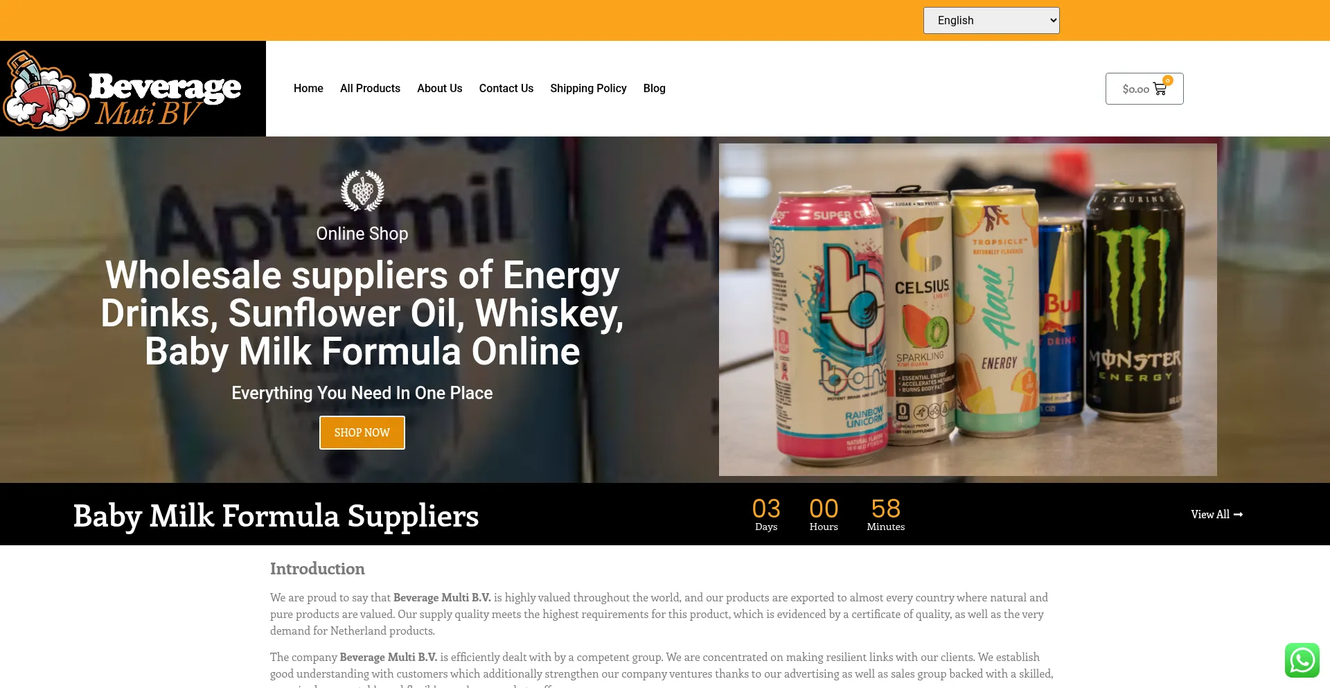 Website screenshot of Beveragemutibv.com
