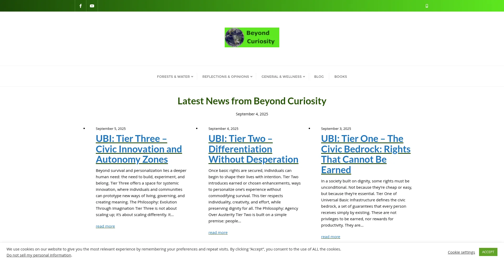 Website screenshot of Beyond-curiosity.com