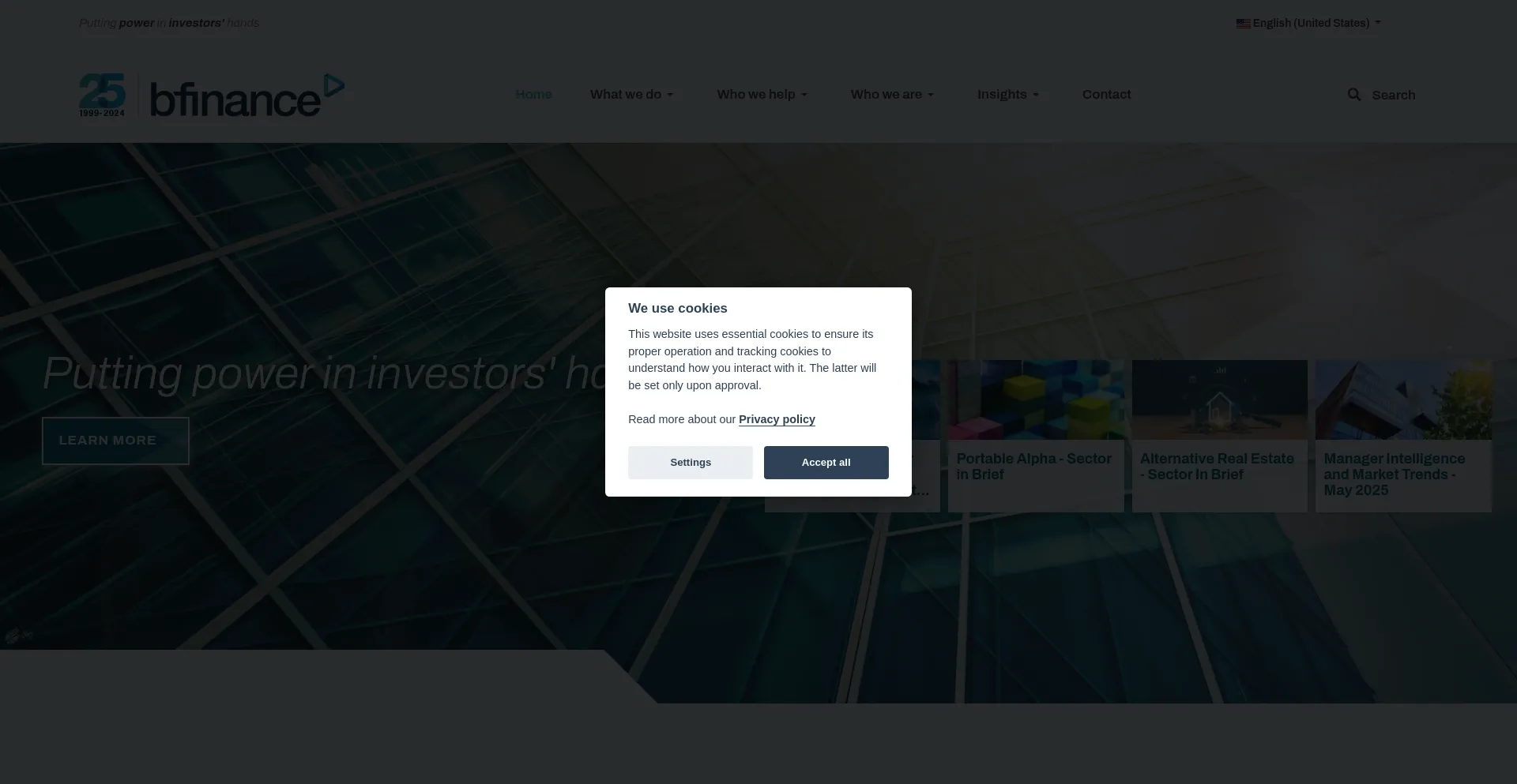 Website screenshot of Bfinance.com
