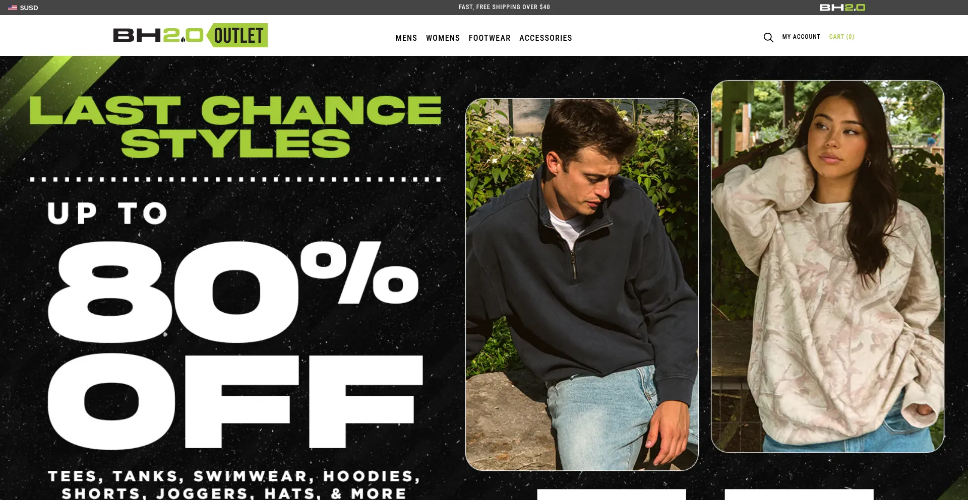Website screenshot of Bh2stores-outlet.com