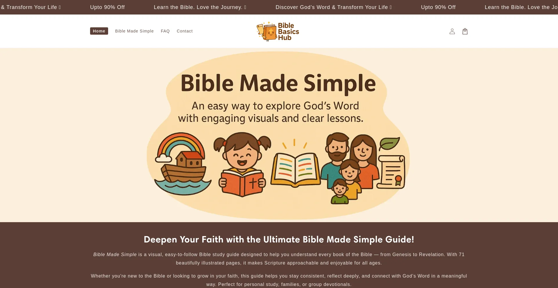 Website screenshot of Biblebasicshub.com