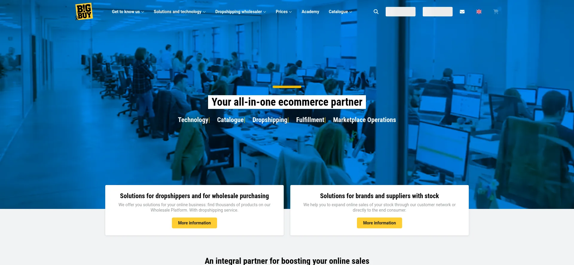 Website screenshot of Bigbuy.eu