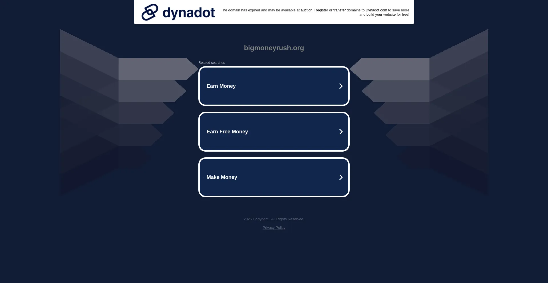 Website screenshot of Bigmoneyrush.org