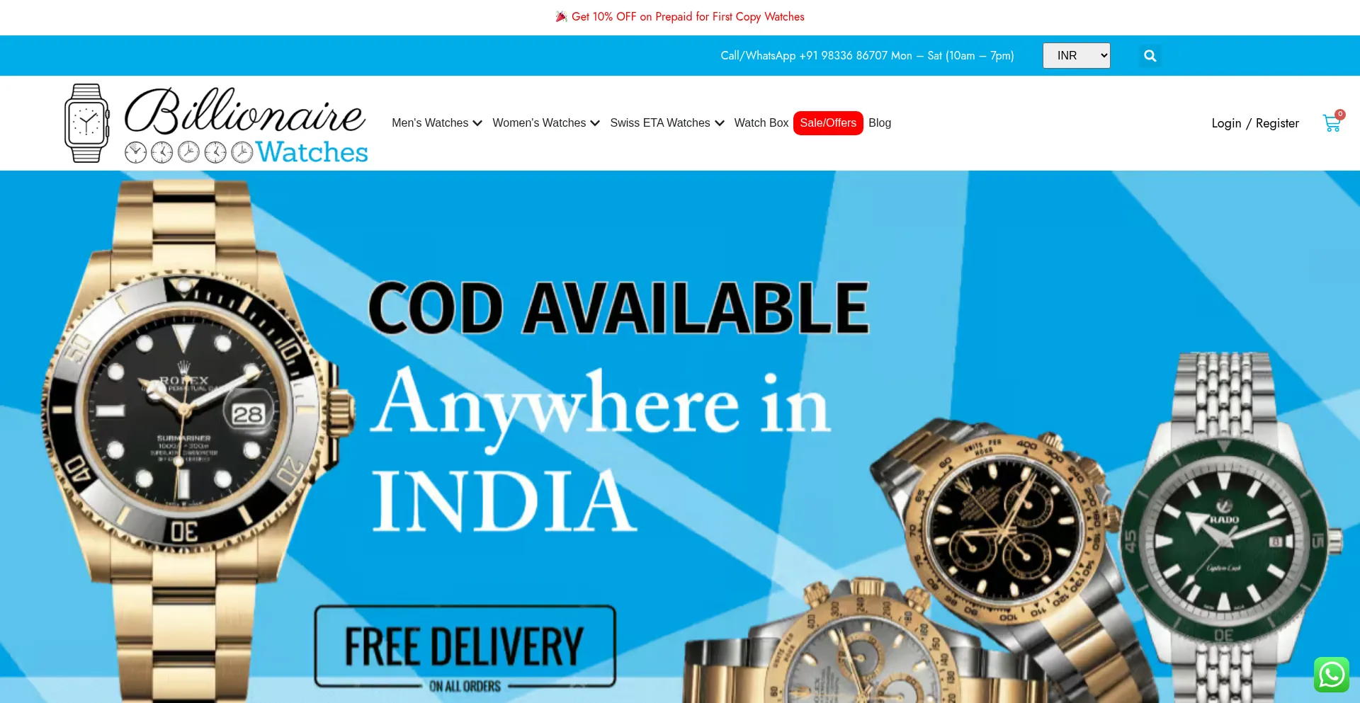 Website screenshot of Billionarewatches.com