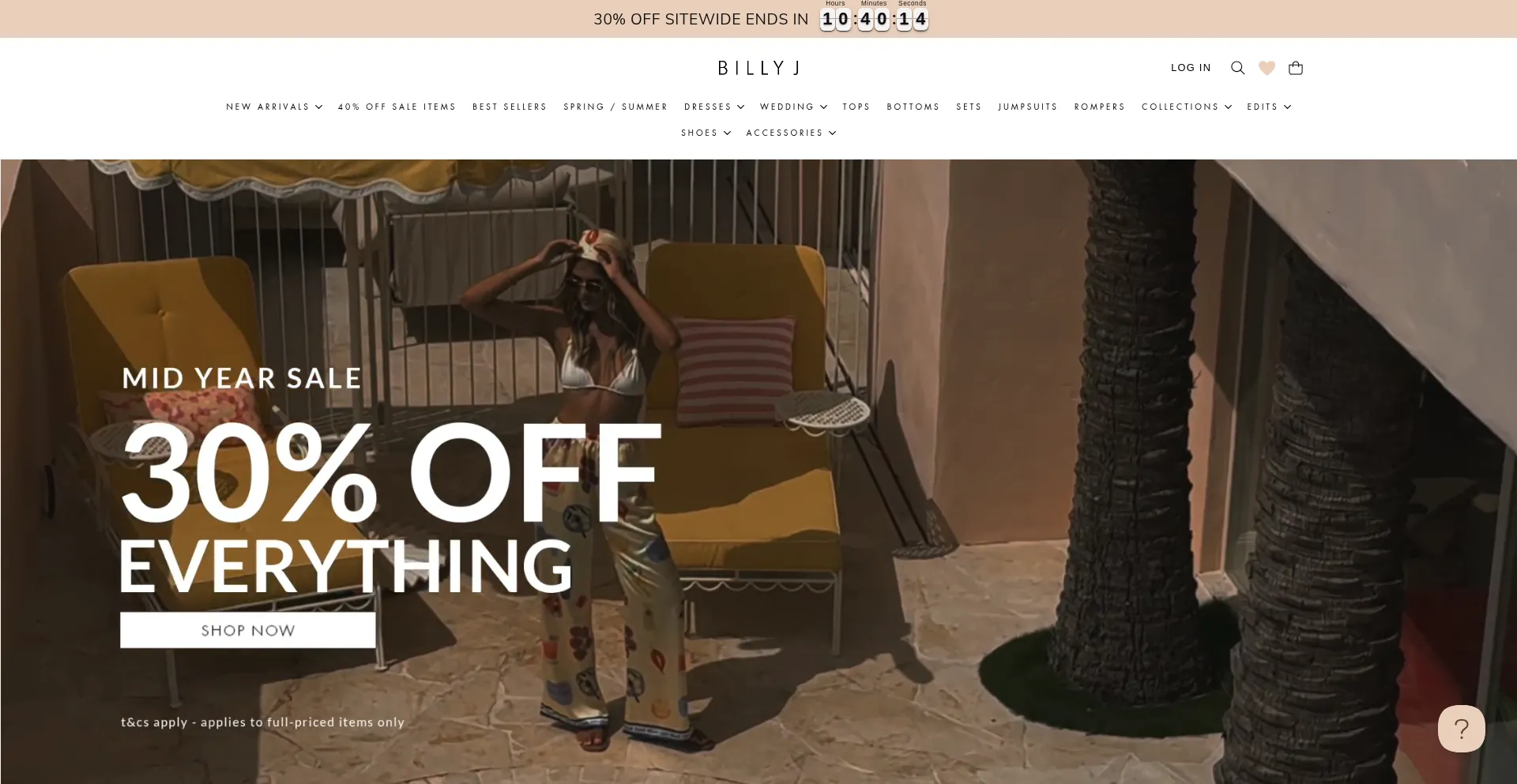 Website screenshot of Billyj.com.au
