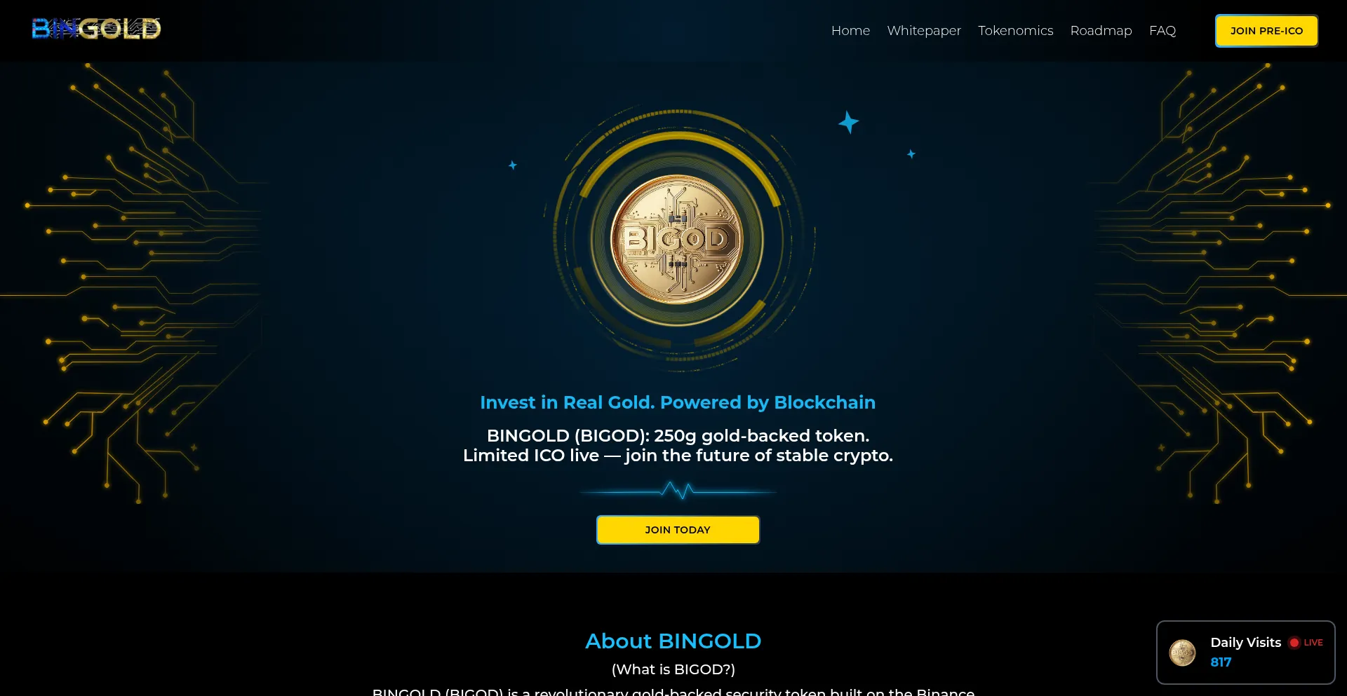 Website screenshot of Bingold.to