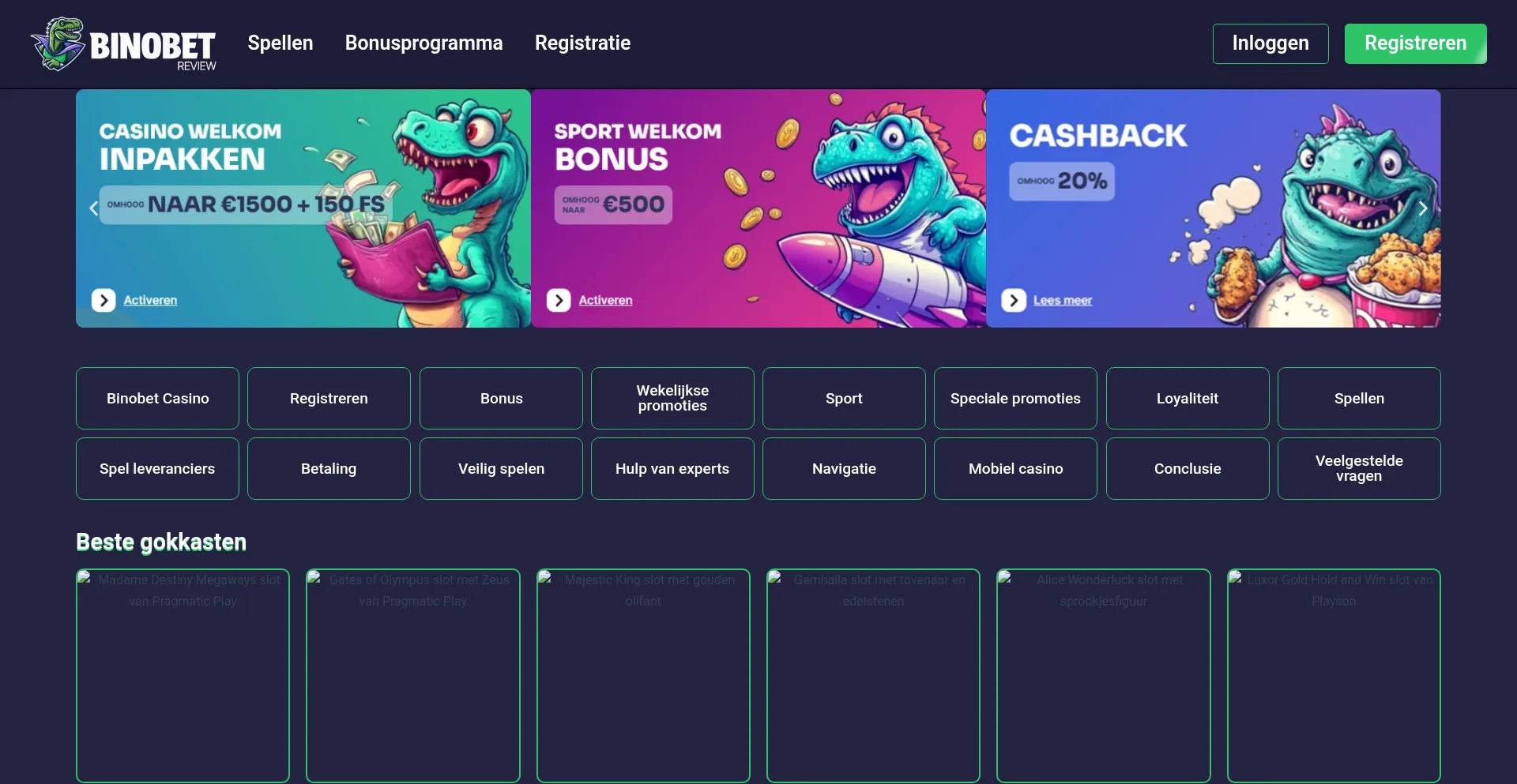 Website screenshot of Binobet1.com