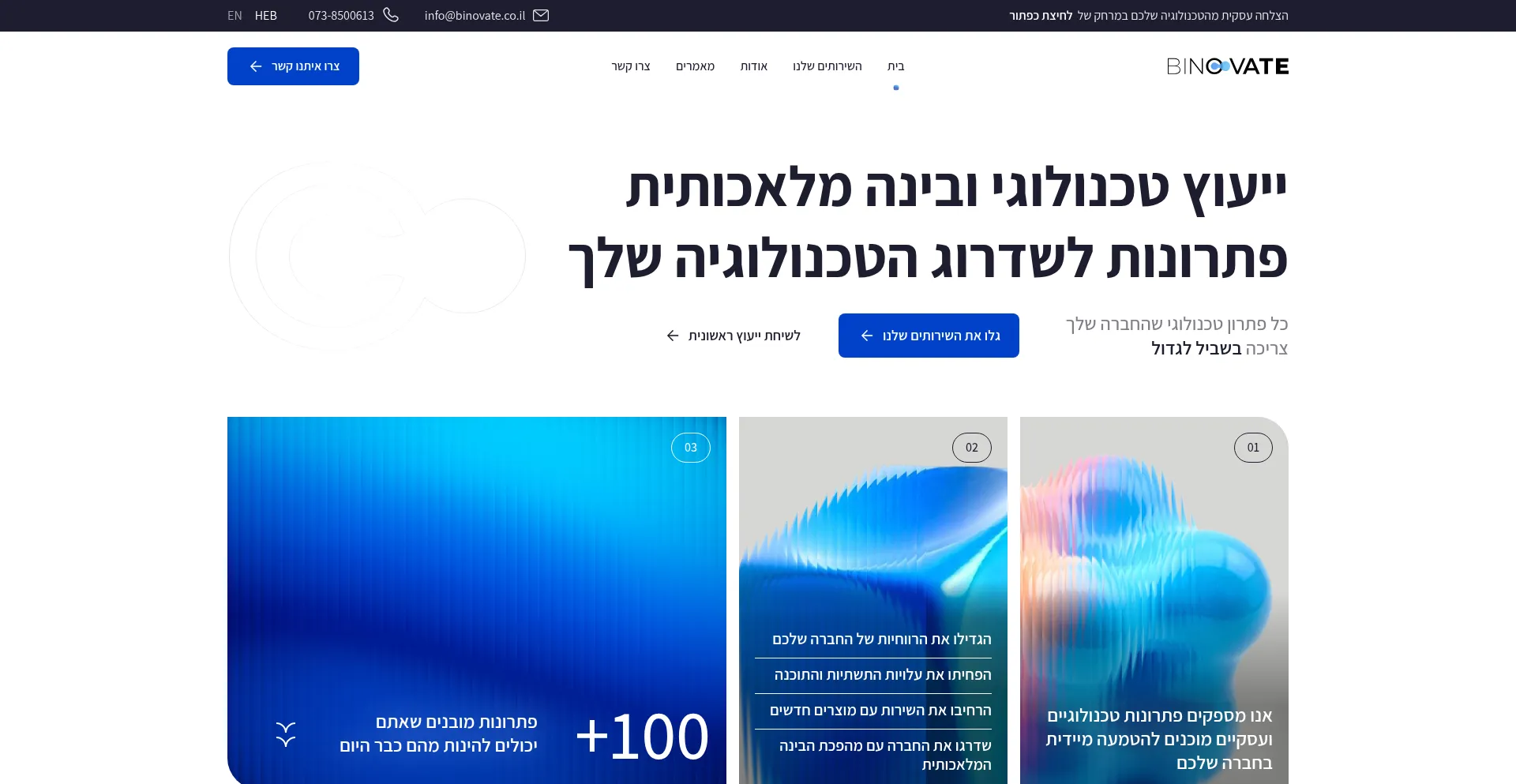 Website screenshot of Binovate.co.il