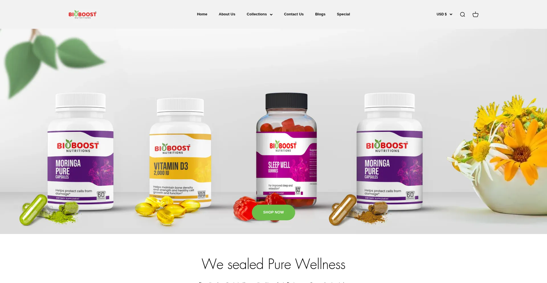 Website screenshot of Bioboostnutritions.com