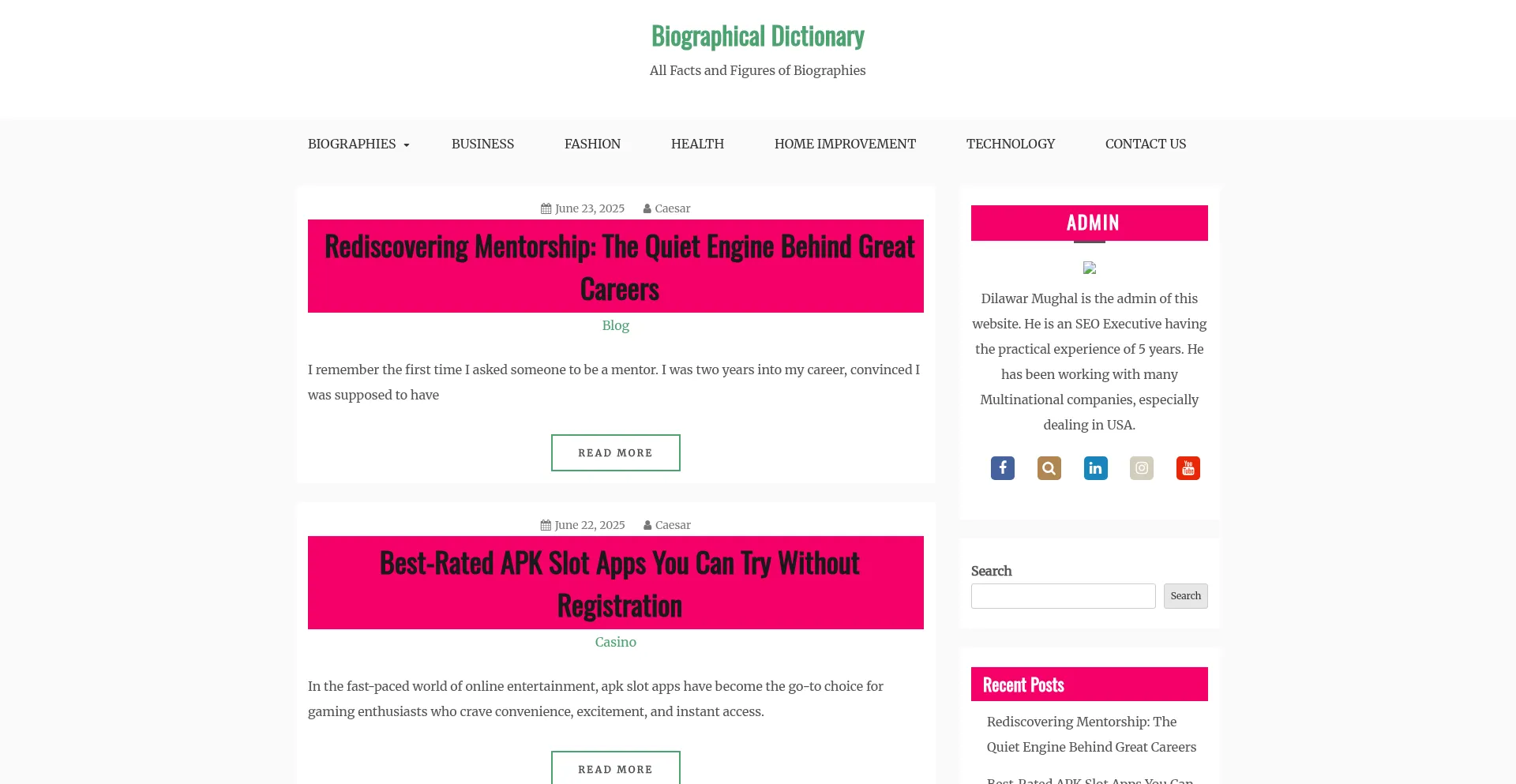 Biographicaldictionary.com Screenshot