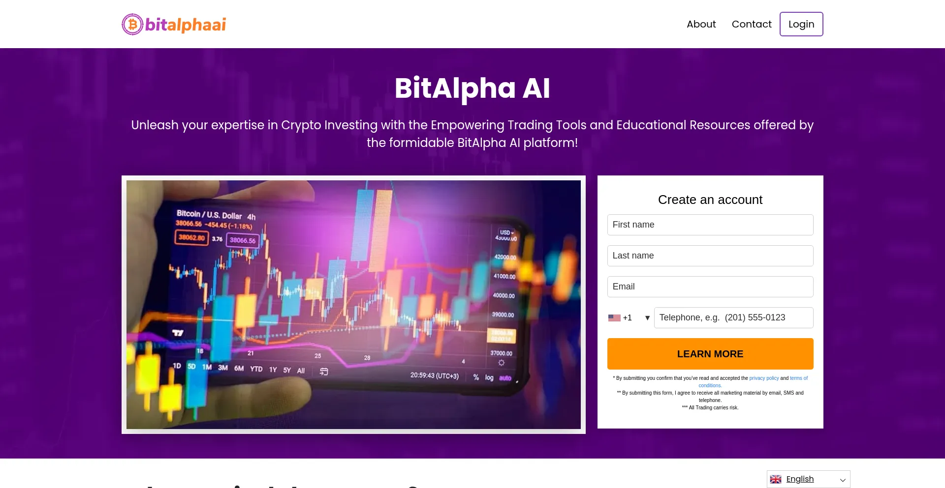 Website screenshot of Bitalphaai.app