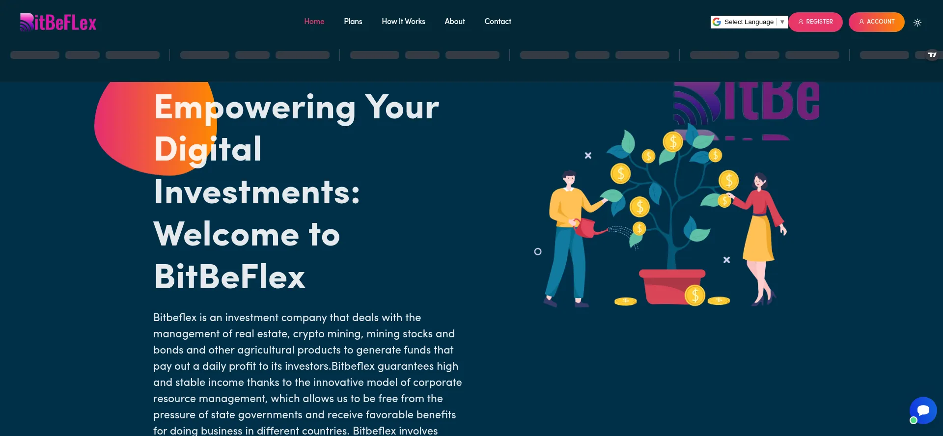 Website screenshot of Bitbeflex.com