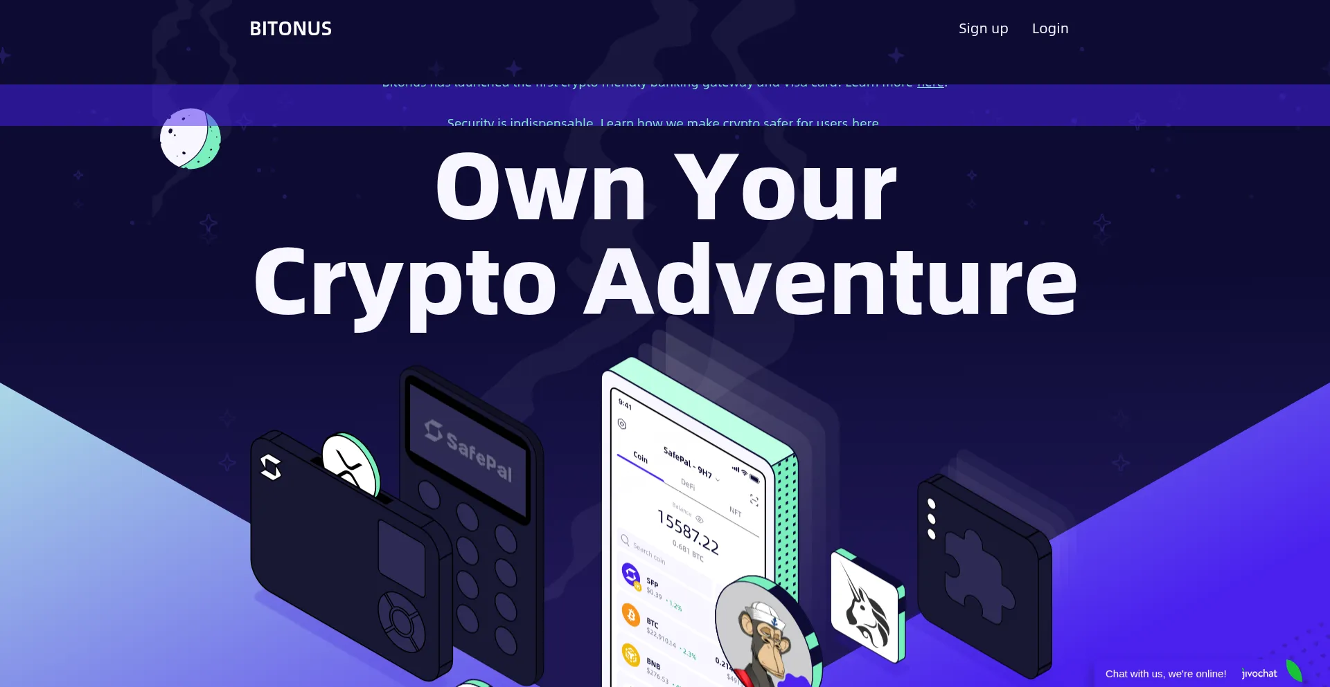 Website screenshot of Bitonuswallet.web.app
