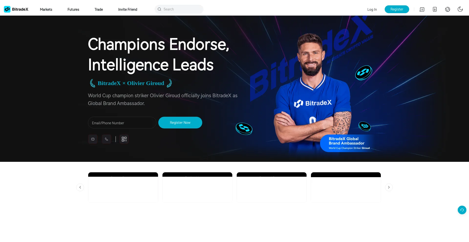 Website screenshot of Bitradex.com