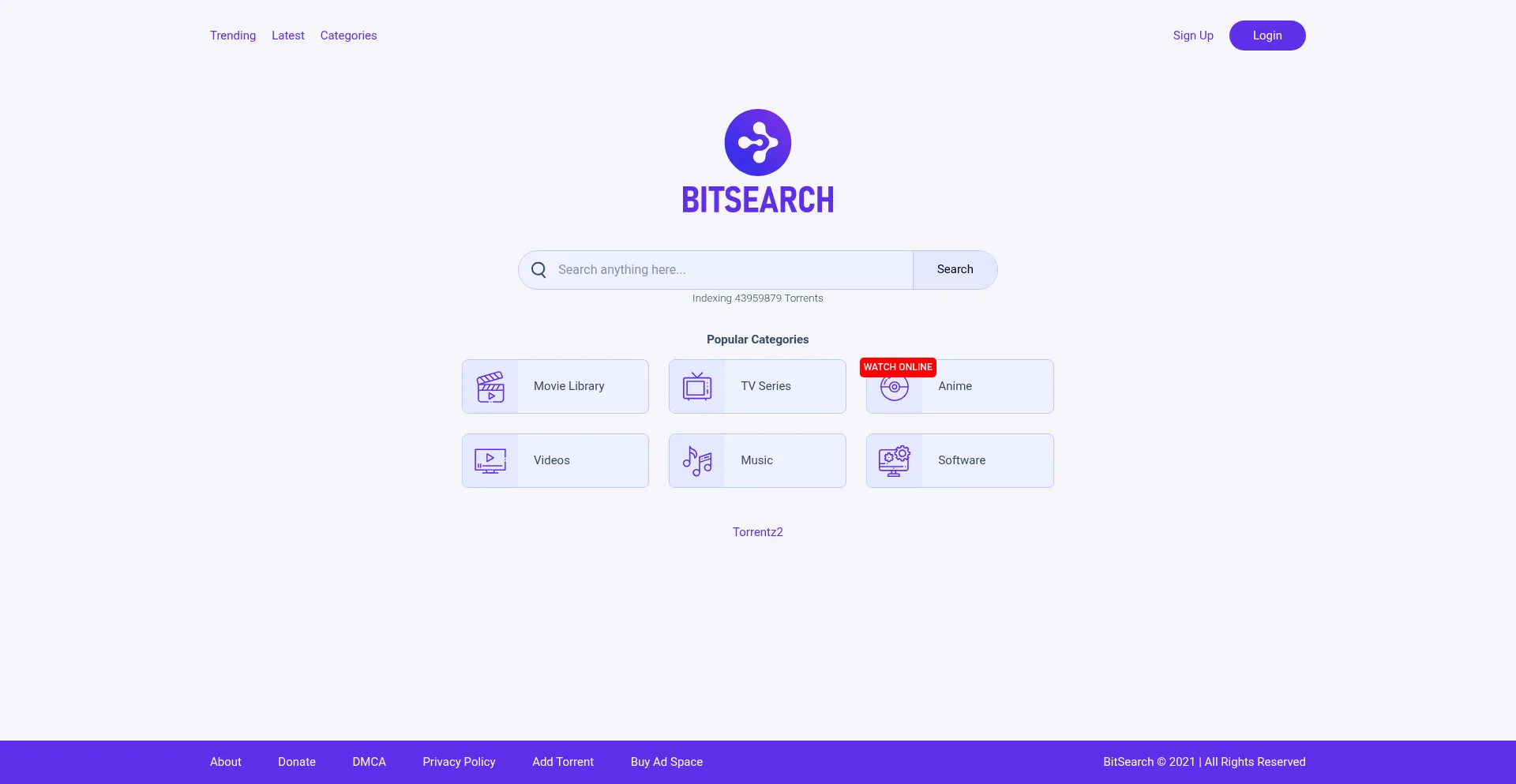 Website screenshot of Bitsearch.to