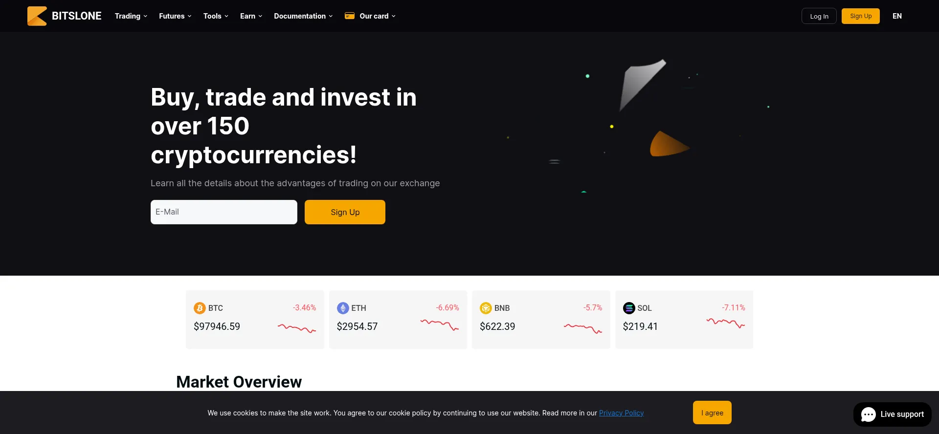 Website screenshot of Bitslone.com