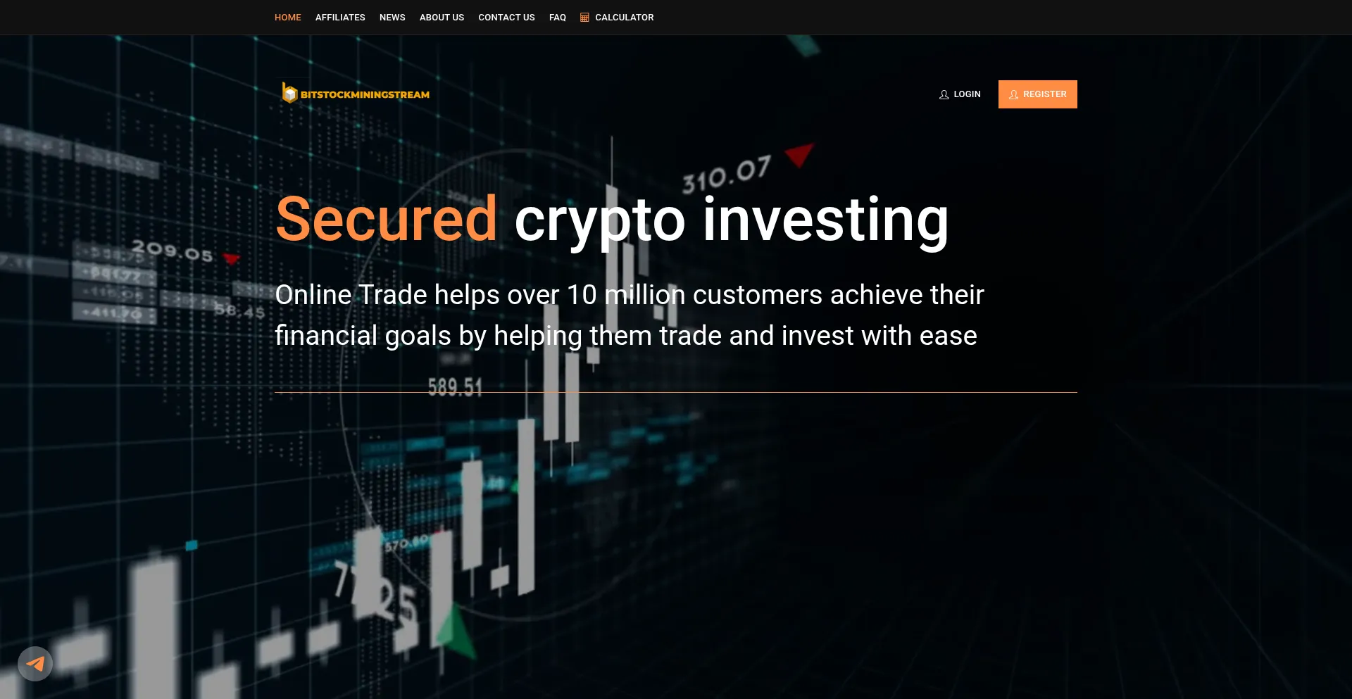 Website screenshot of Bitstockminingstream.com