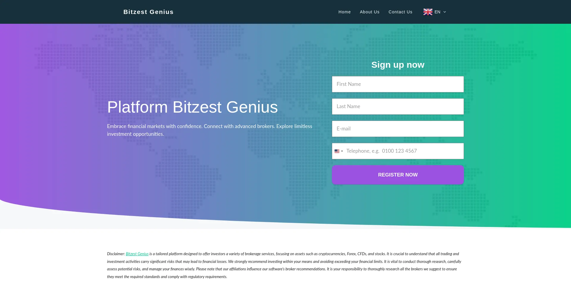 Website screenshot of Bitzest-genius.net
