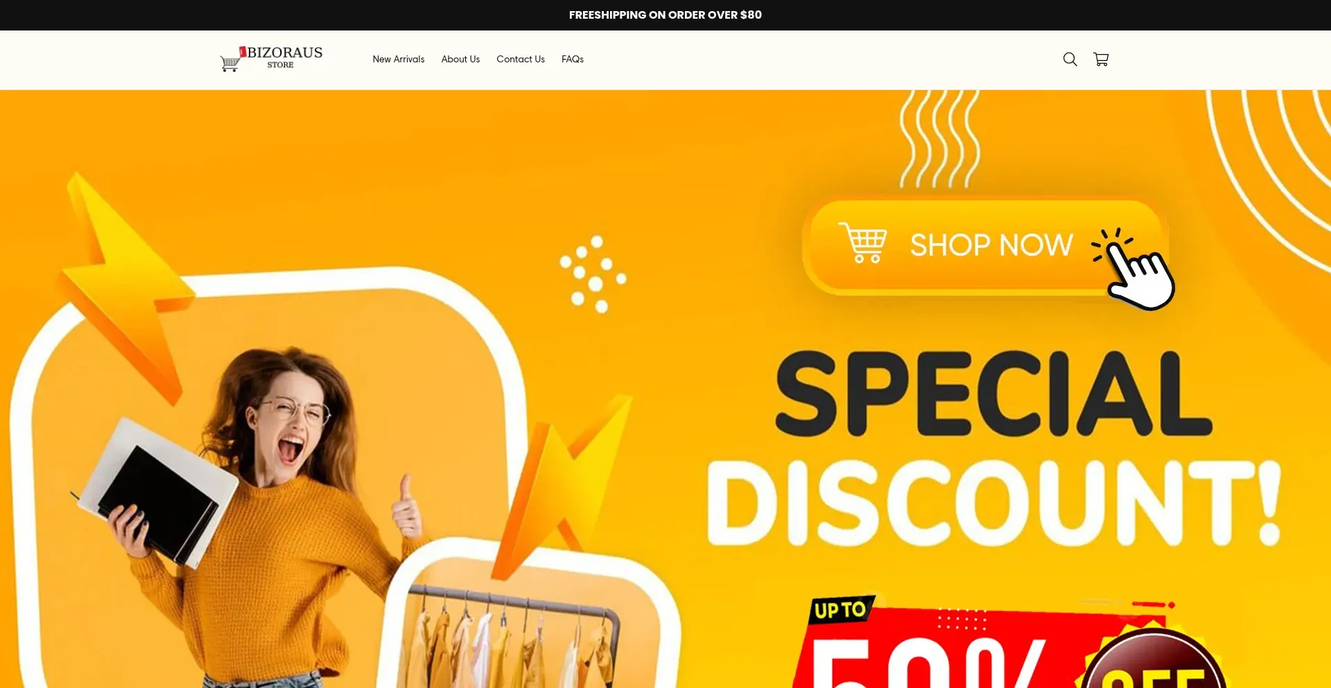 Website screenshot of Bizoraus.com
