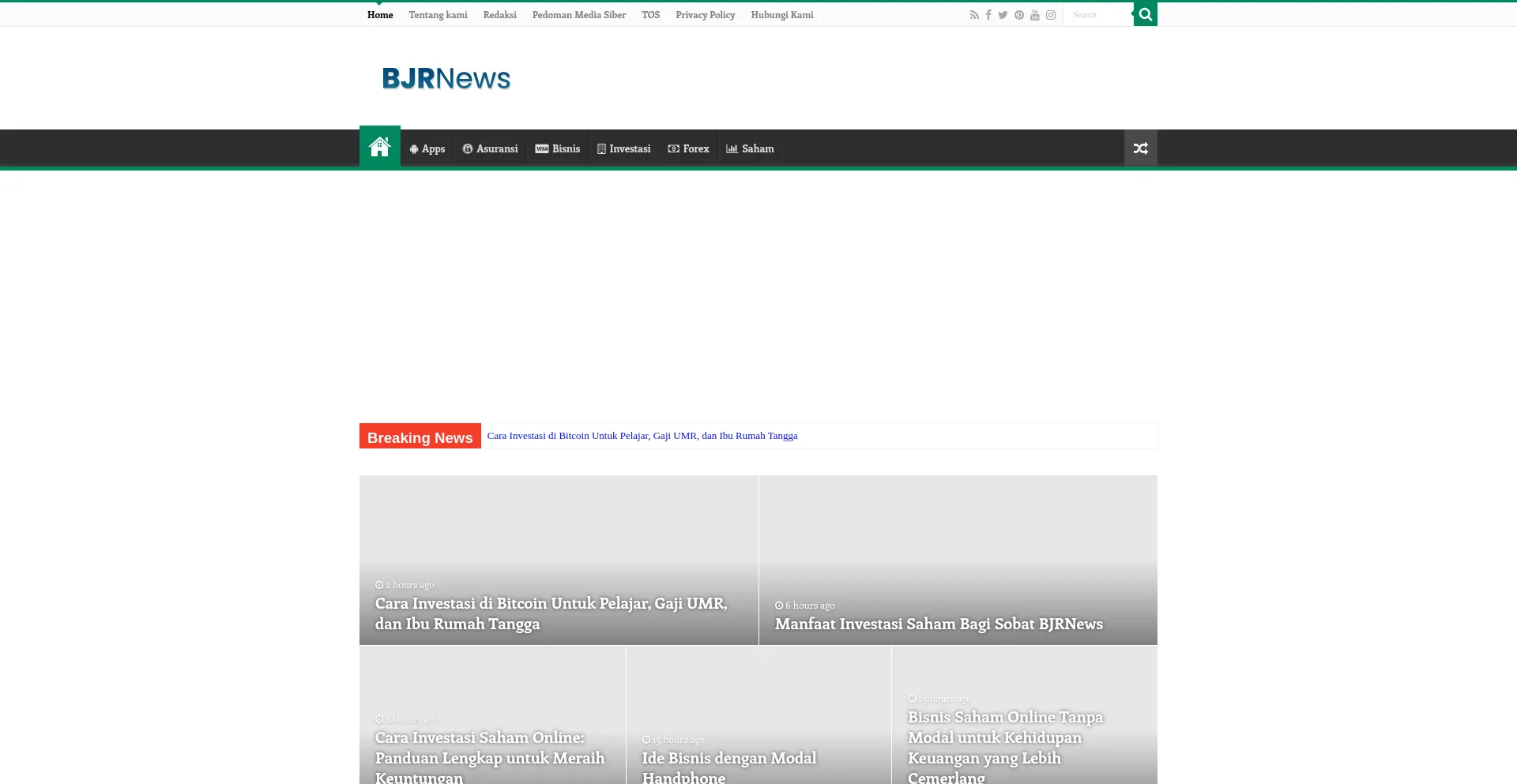 Website screenshot of Bjrnews.com