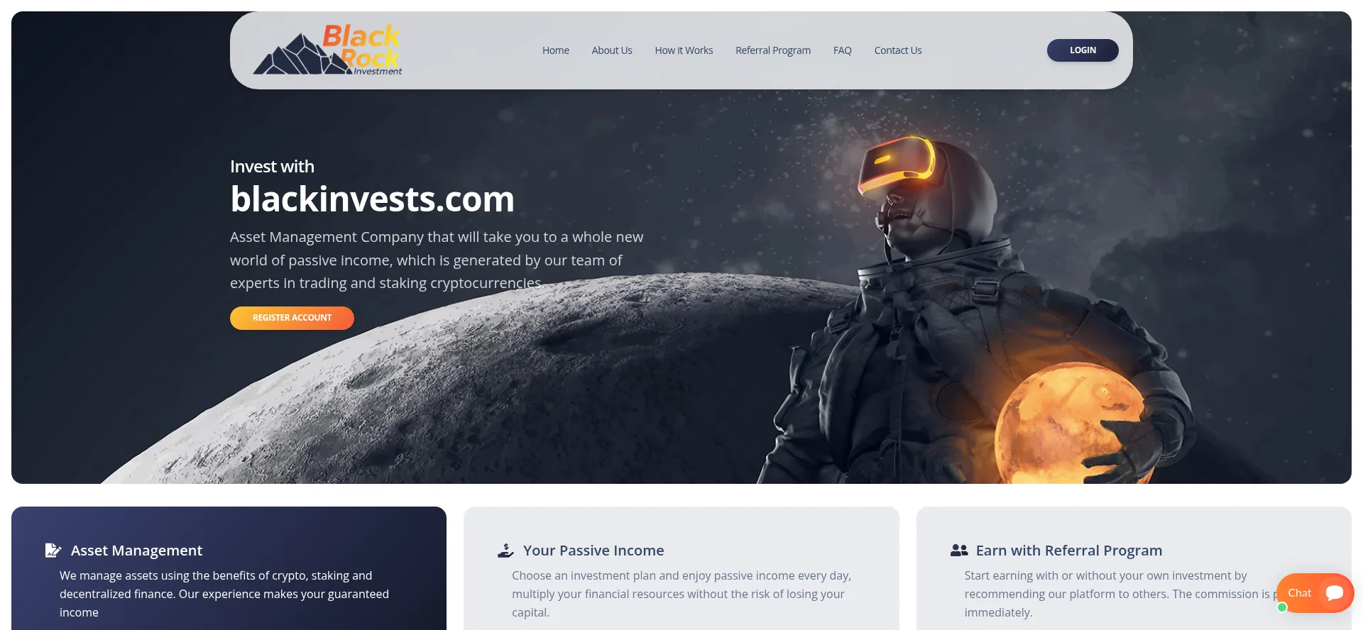 Website screenshot of Blackinvests.com