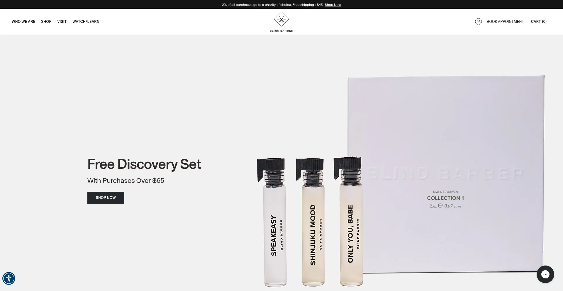 Website screenshot of Blindbarber.com