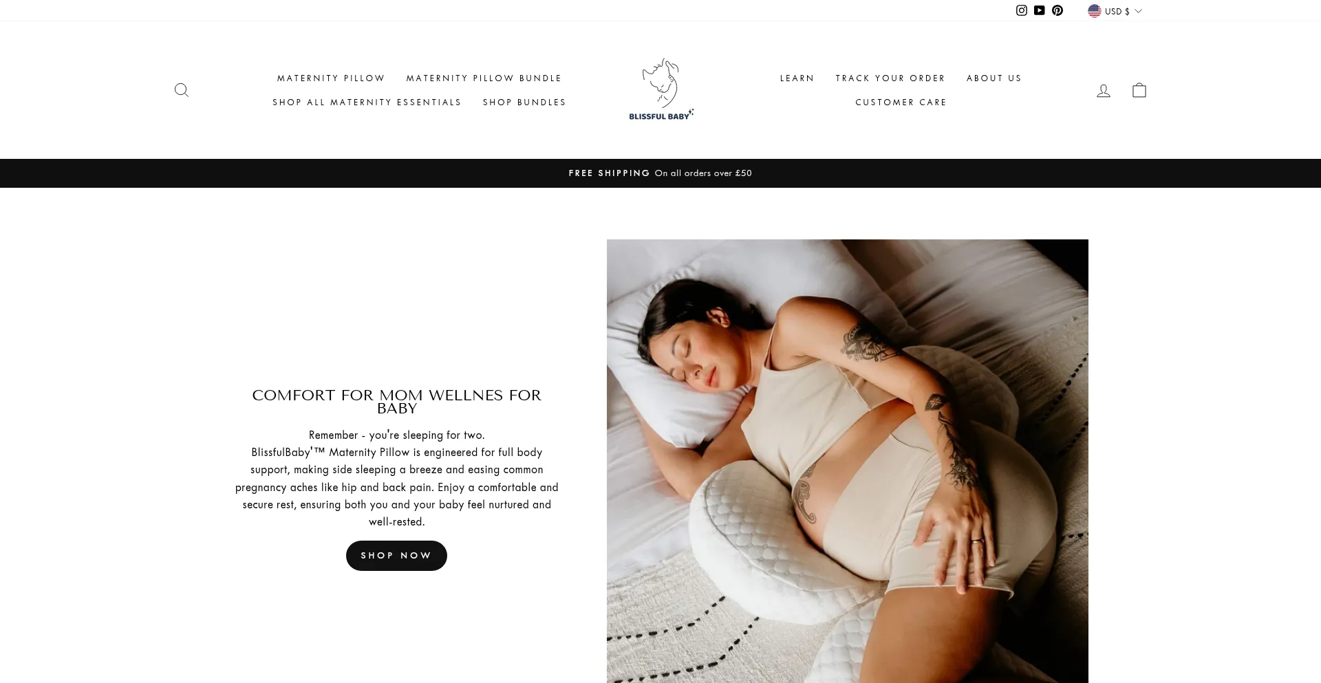 Website screenshot of Blissfulbabystore.co.uk