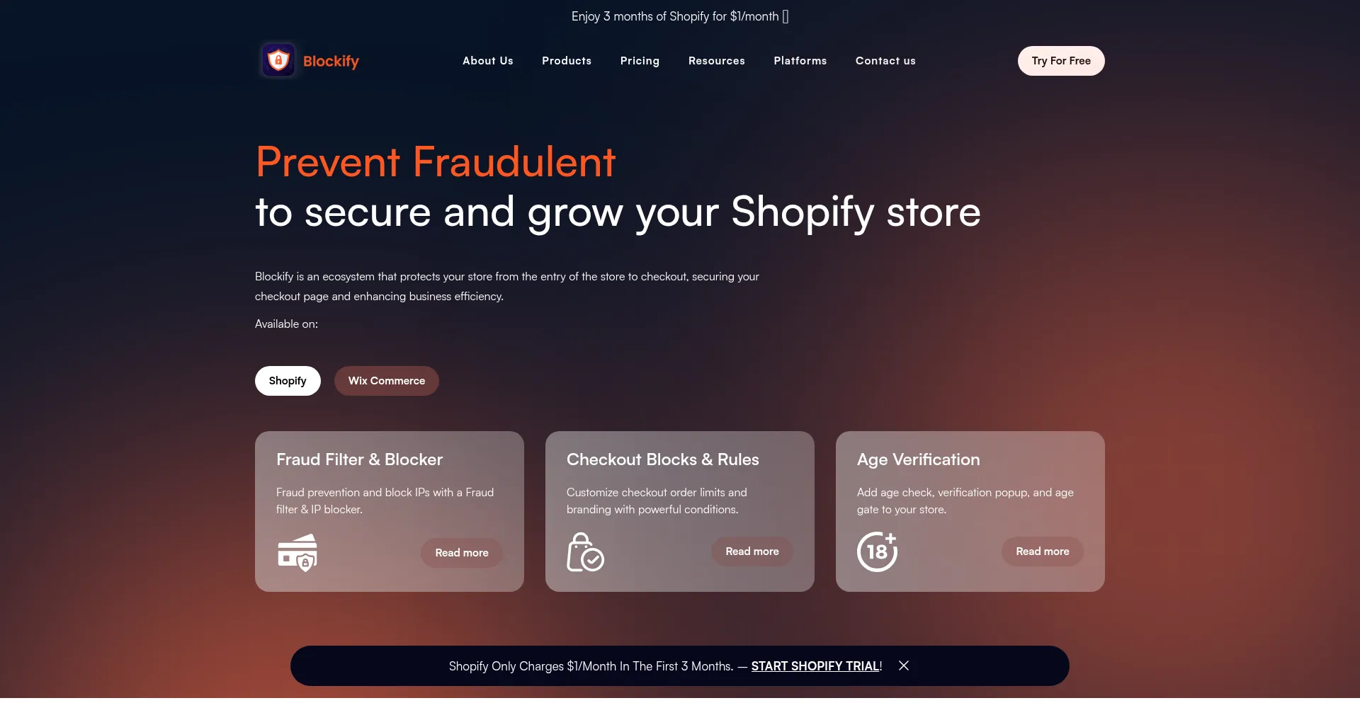 Website screenshot of Blockifyapp.com
