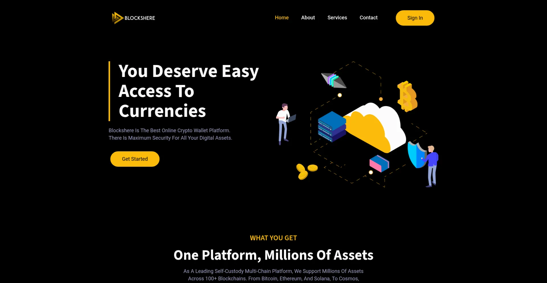 Website screenshot of Blockshere.com