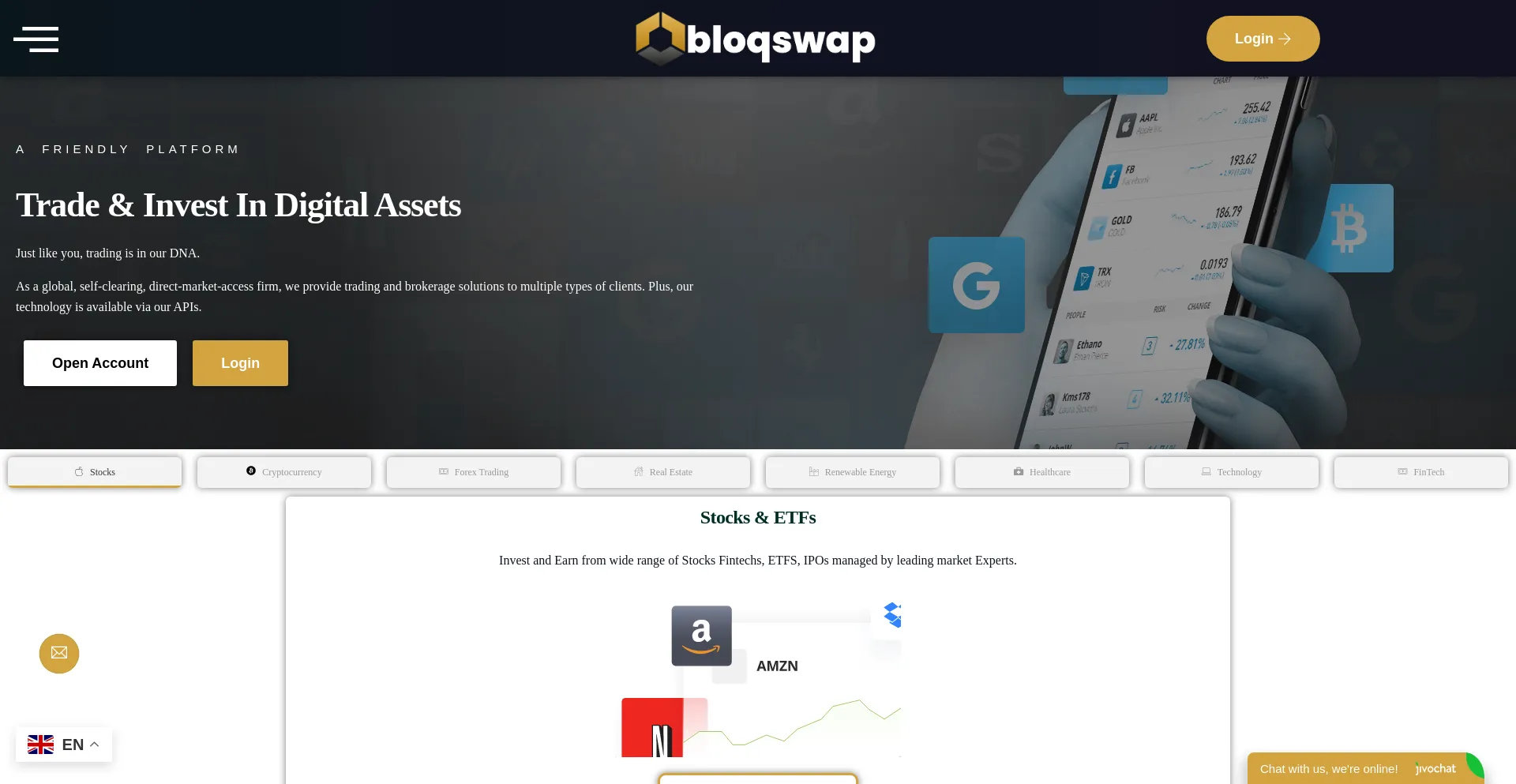Website screenshot of Bloq-swap.com
