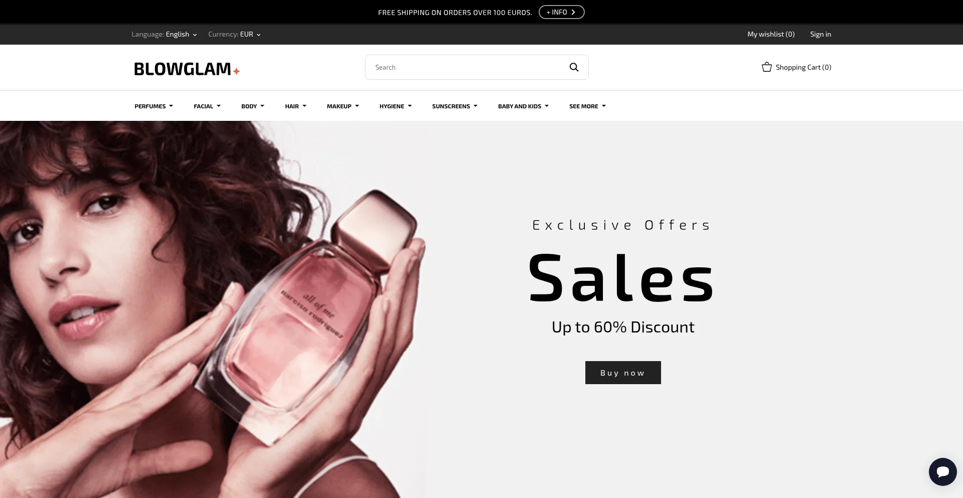 Website screenshot of Blowglam.com