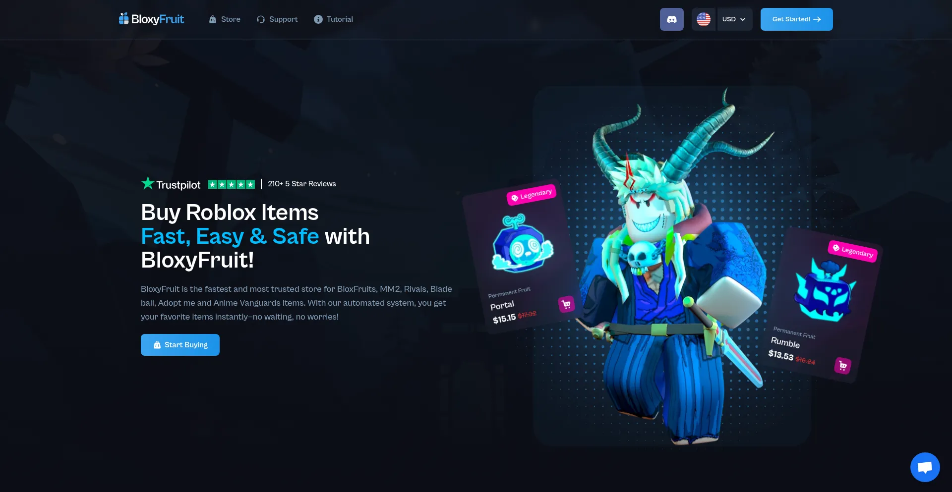 Website screenshot of Bloxyfruit.com