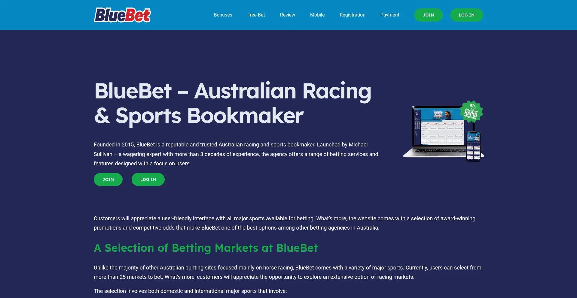 Website screenshot of Bluebetvip.com