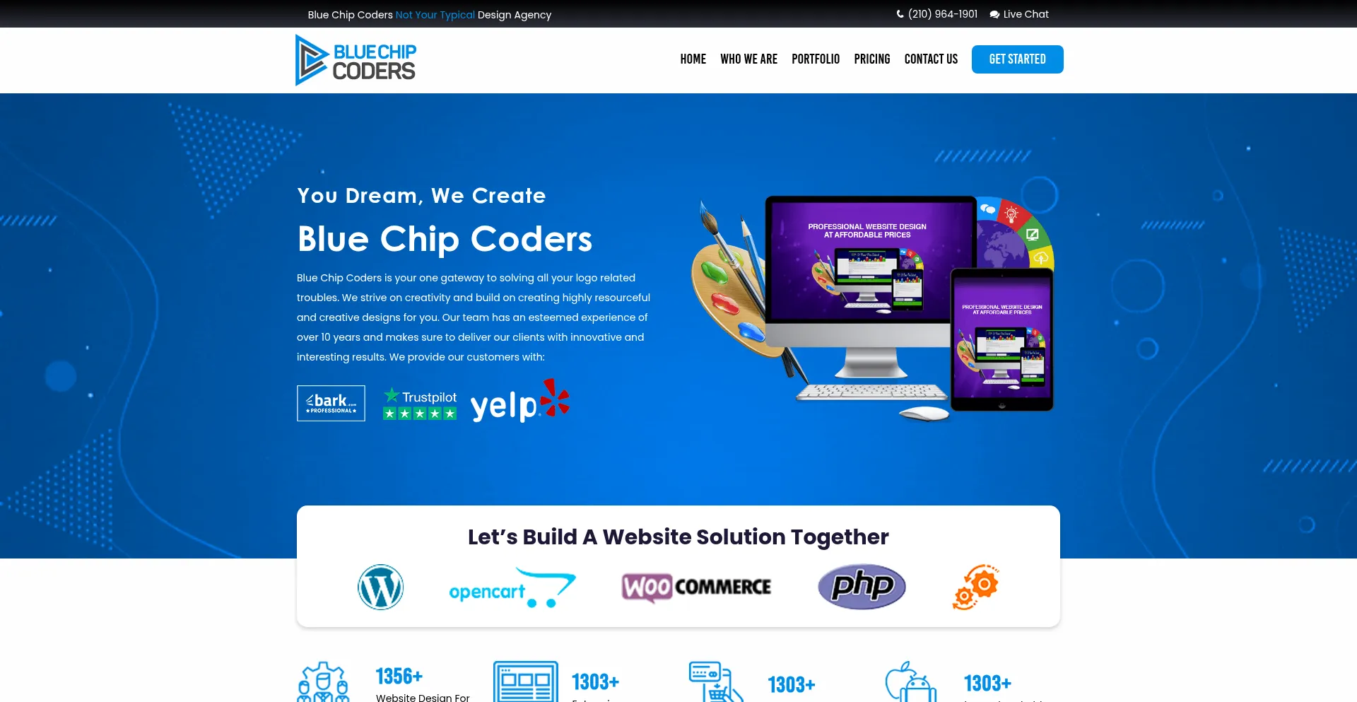 Website screenshot of Bluechipcoders.com