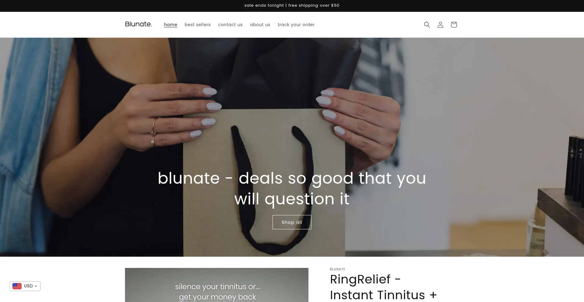 Website screenshot of Blunate.com