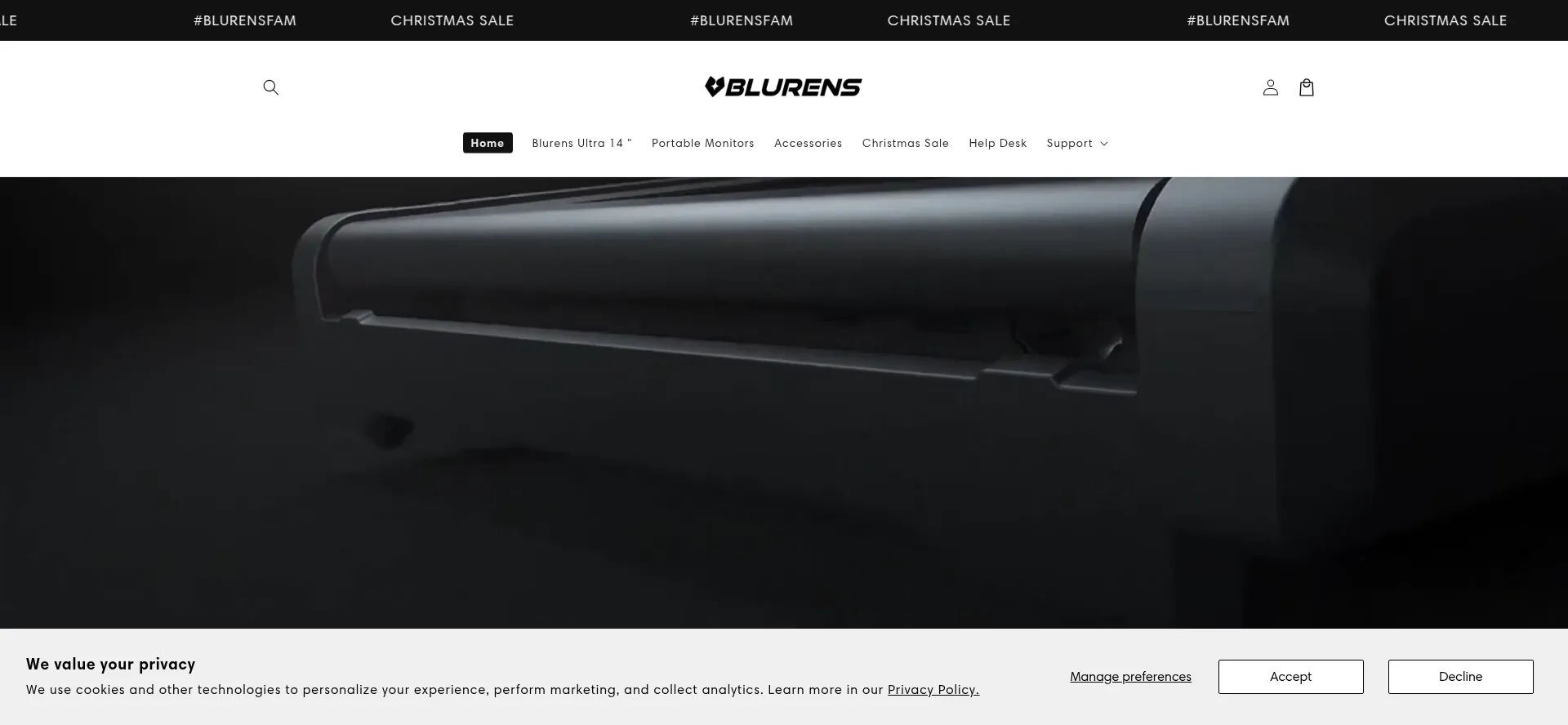 Website screenshot of Blurens.com