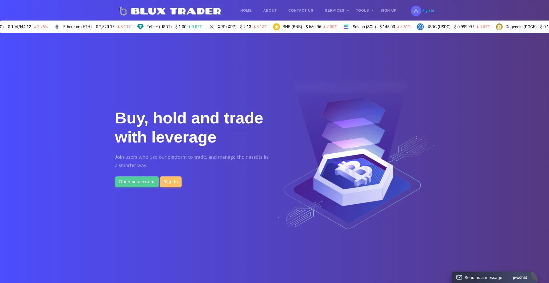 Website screenshot of Bluxtrader.com