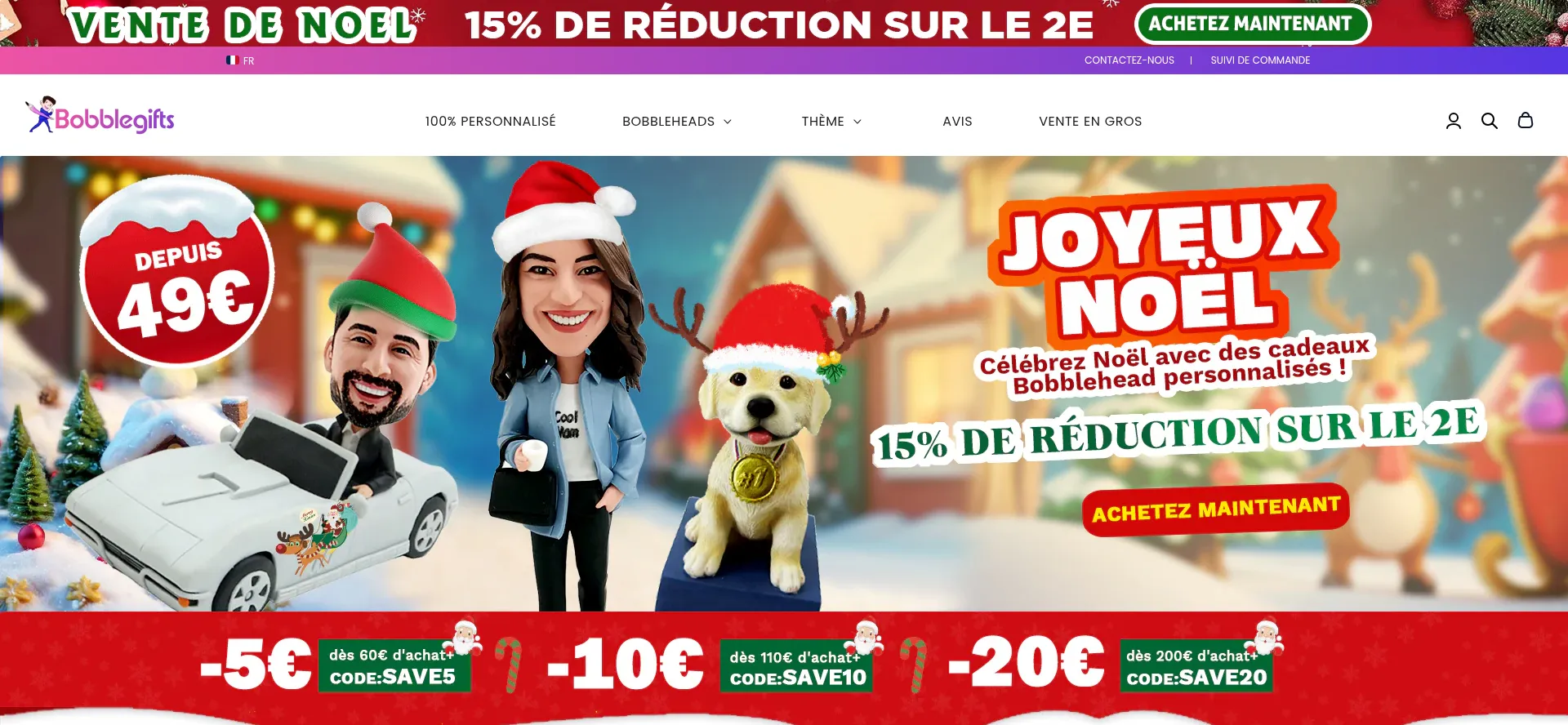 Website screenshot of Bobblegifts.fr
