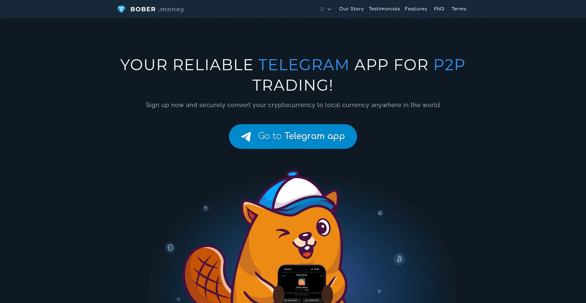 Website screenshot of Bober.money