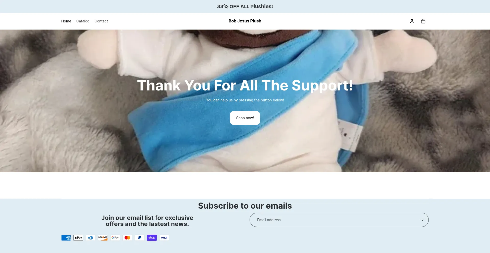 Website screenshot of Bobjesusplush.com
