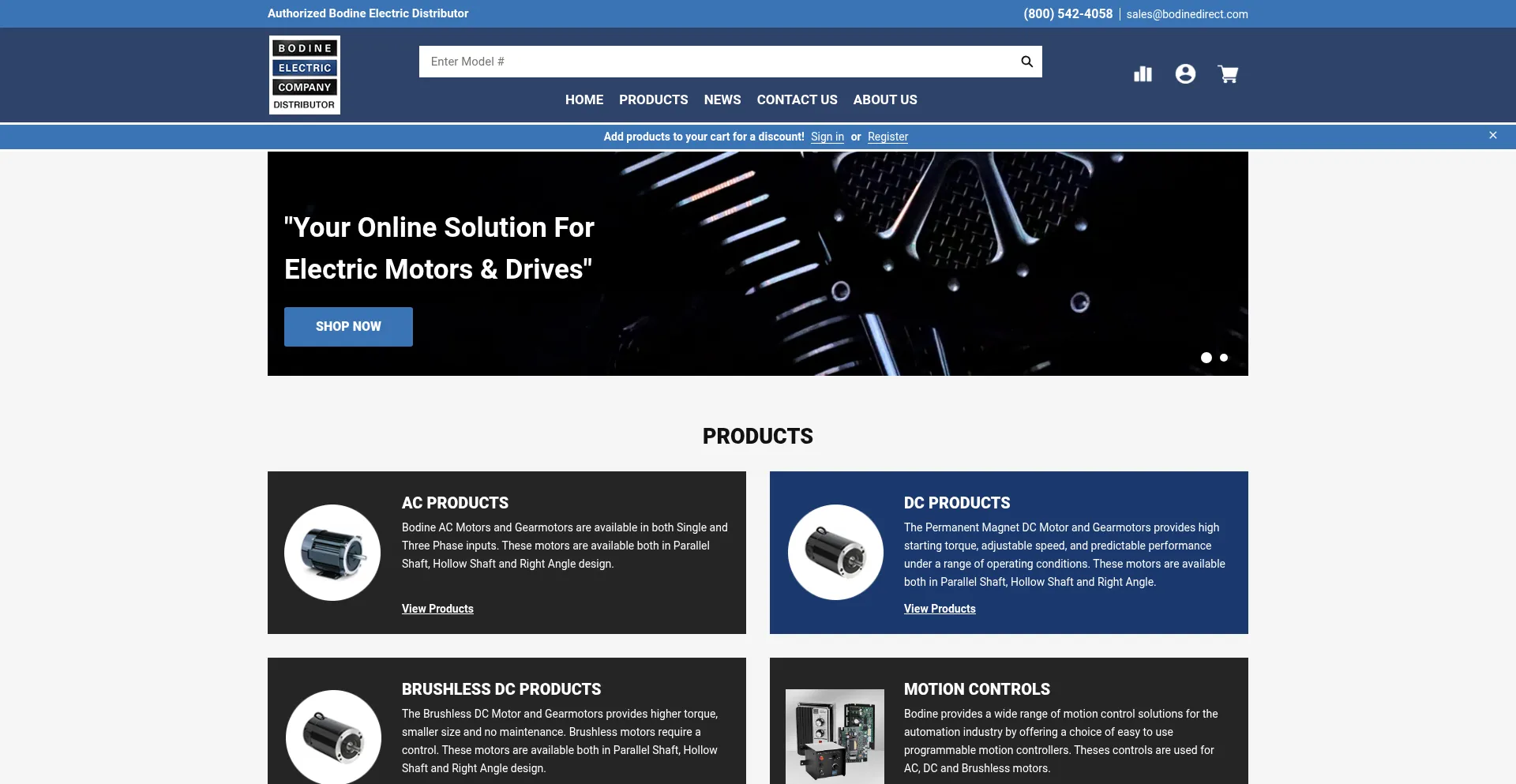 Website screenshot of Bodinedirect.com
