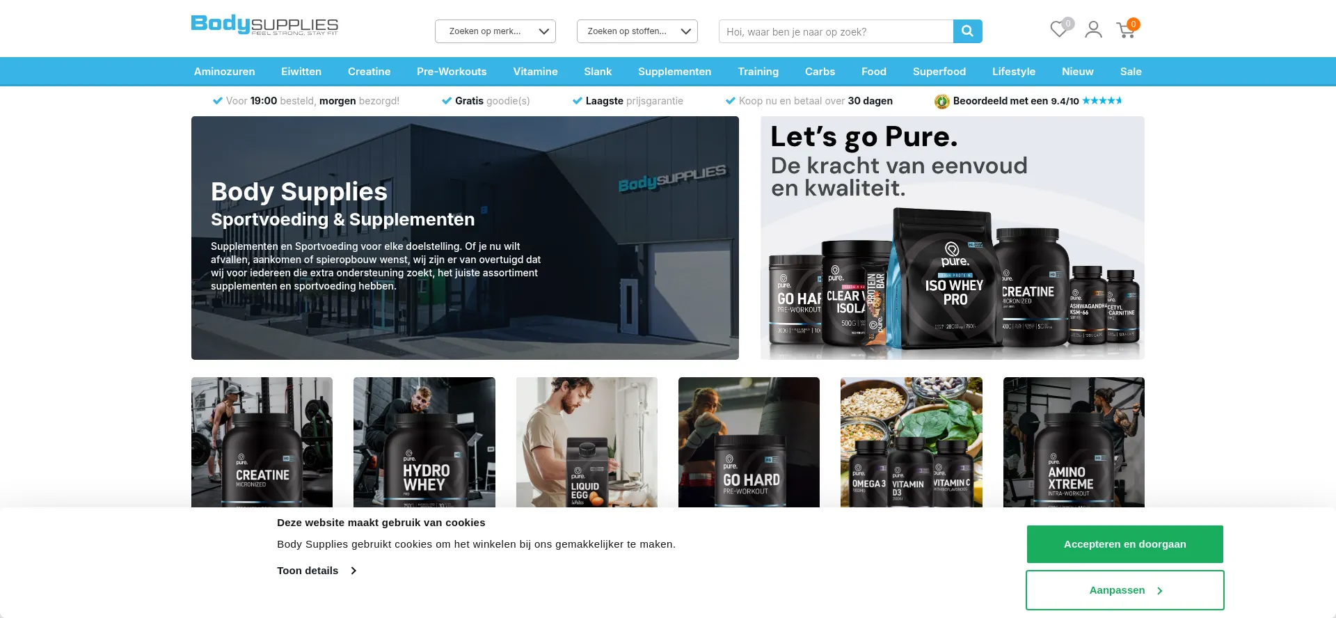 Website screenshot of Body-supplies.nl
