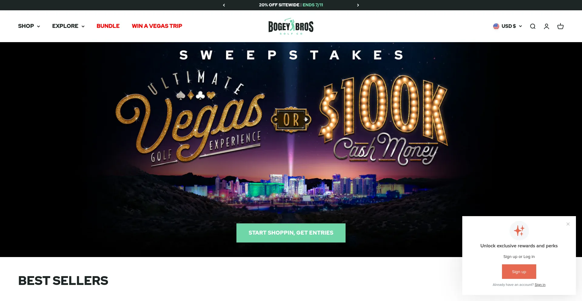 Website screenshot of Bogeybros.com