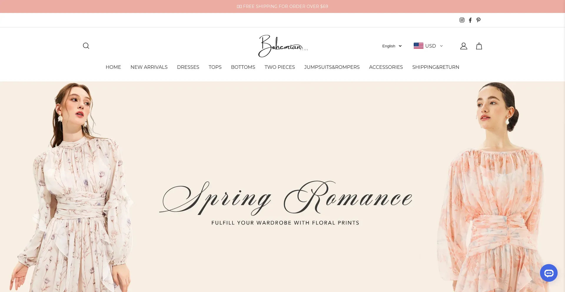 Website screenshot of Bohemianplus.com