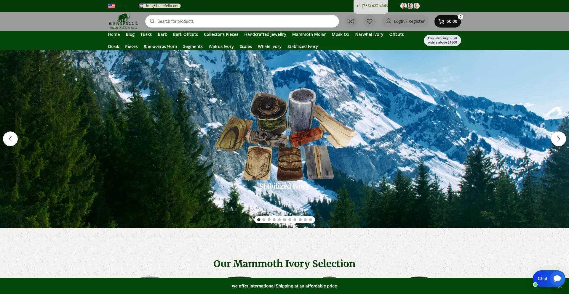 Website screenshot of Bonefella.com