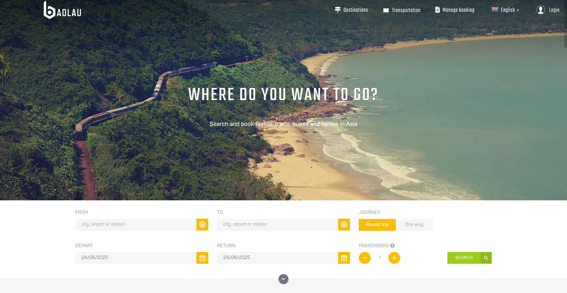 Website screenshot of Booking.baolau.com