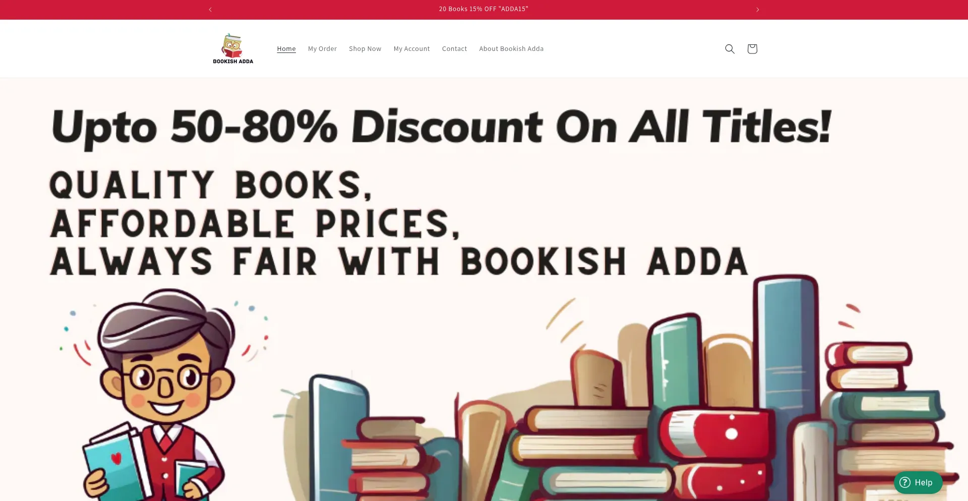Website screenshot of Bookishadda.com