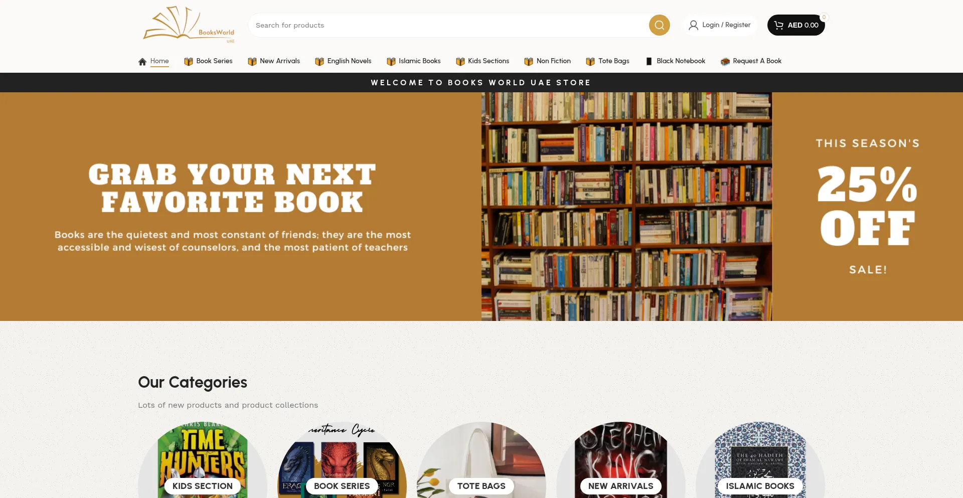 Website screenshot of Booksworldae.com
