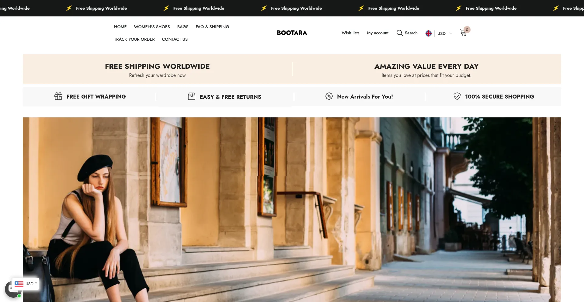Website screenshot of Bootara.com
