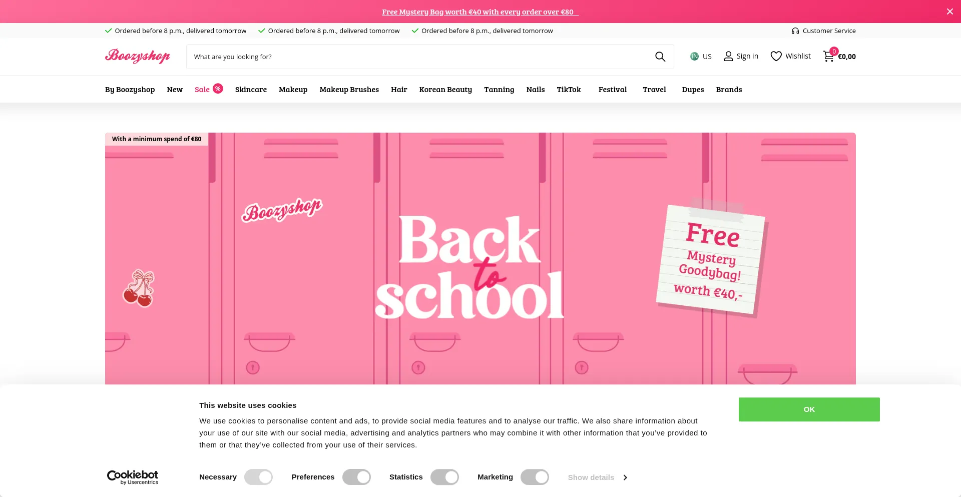 Website screenshot of Boozyshop.fr